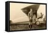 Charles Lindbergh and Plane-null-Framed Stretched Canvas