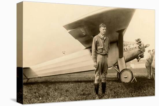 Charles Lindbergh and Plane-null-Stretched Canvas