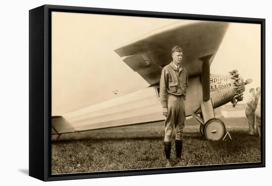 Charles Lindbergh and Plane-null-Framed Stretched Canvas