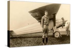 Charles Lindbergh and Plane-null-Stretched Canvas