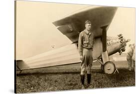 Charles Lindbergh and Plane-null-Stretched Canvas