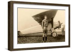 Charles Lindbergh and Plane-null-Framed Art Print