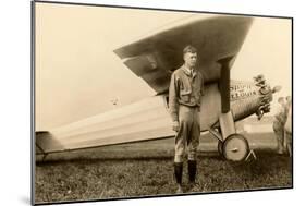 Charles Lindbergh and Plane-null-Mounted Art Print