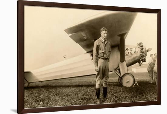 Charles Lindbergh and Plane-null-Framed Art Print