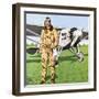 Charles Lindbergh and the Plane in Whch He Flew across the Atlantic, Solo.-John Keay-Framed Premium Giclee Print