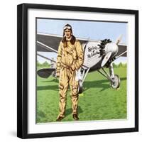 Charles Lindbergh and the Plane in Whch He Flew across the Atlantic, Solo.-John Keay-Framed Premium Giclee Print