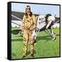 Charles Lindbergh and the Plane in Whch He Flew across the Atlantic, Solo.-John Keay-Framed Stretched Canvas