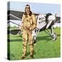 Charles Lindbergh and the Plane in Whch He Flew across the Atlantic, Solo.-John Keay-Stretched Canvas