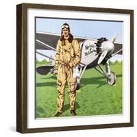 Charles Lindbergh and the Plane in Whch He Flew across the Atlantic, Solo.-John Keay-Framed Giclee Print