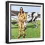 Charles Lindbergh and the Plane in Whch He Flew across the Atlantic, Solo.-John Keay-Framed Giclee Print