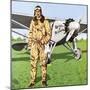 Charles Lindbergh and the Plane in Whch He Flew across the Atlantic, Solo.-John Keay-Mounted Giclee Print