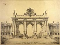 Vue perspective des palais des Champs-Elysées: projet pour l'Exposition universelle de 1900-Charles Louis Girault-Framed Stretched Canvas