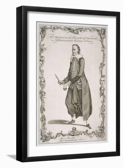 Charles Macklin Actor in the Role of Shylock in the Merchant of Venice-J. Lodge-Framed Art Print