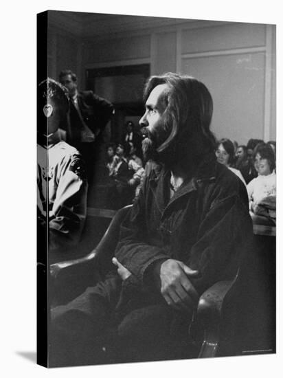 Charles Manson in Court Facing Murder Charges in Brutal Deaths of Actress Sharon Tate and Others-Vernon Merritt III-Stretched Canvas