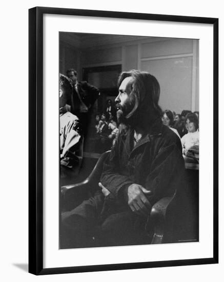 Charles Manson in Court Facing Murder Charges in Brutal Deaths of Actress Sharon Tate and Others-Vernon Merritt III-Framed Premium Photographic Print