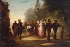 The Village Marriage, 1872 (Oil on Canvas)-Charles Marie Lhuillier-Framed Stretched Canvas