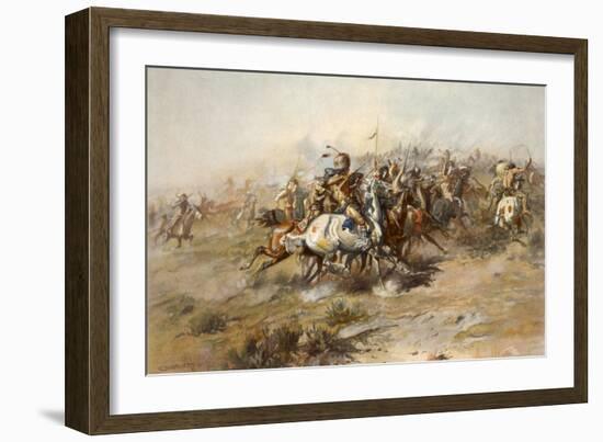 Charles Marion Russell - Custer Fight-Vintage Apple Collection-Framed Giclee Print