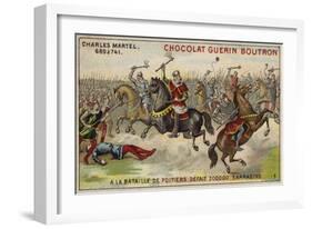 Charles Martel Defeating an Army of 300,000 Saracens at the Battle of Poitiers, 732-null-Framed Giclee Print