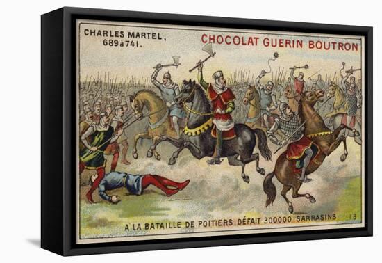 Charles Martel Defeating an Army of 300,000 Saracens at the Battle of Poitiers, 732-null-Framed Stretched Canvas