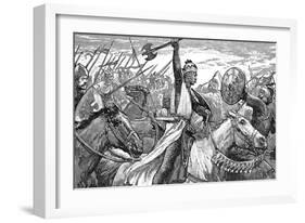 Charles Martel, King of the Franks, at the Battle of Poitiers, 732-null-Framed Giclee Print