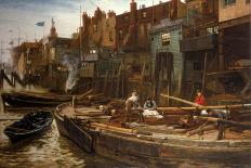 London River - the Limehouse Barge-Builders, 1877-Charles Napier Hemy-Giclee Print
