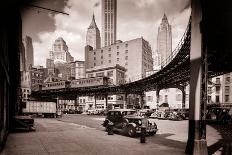 1930s DOWNTOWN FINANCIAL DISTRICT CURVE OF THIRD AVENUE ELEVATED TRAIN AT COENTIES SLIP NEW YORK...-Charles Phelps Cushing-Photographic Print