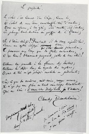 Le Possede' Autograph Poem (Pen and Ink on Paper)