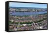 Charles River Aerial View Panorama with Boston Midtown City Skyline and Cambridge District.-Songquan Deng-Framed Stretched Canvas