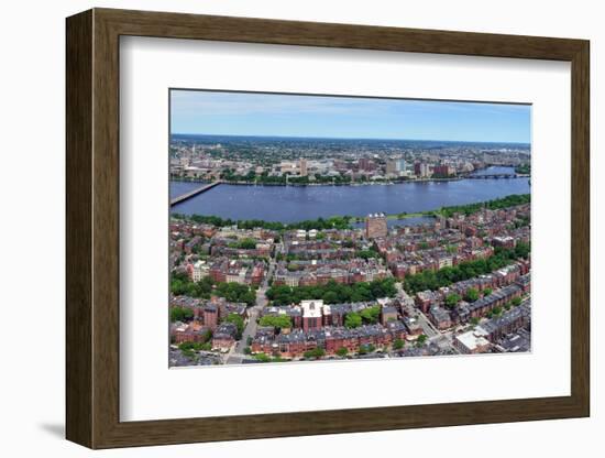 Charles River Aerial View Panorama with Boston Midtown City Skyline and Cambridge District.-Songquan Deng-Framed Photographic Print
