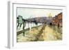 Charles River and Beacon Hill-Childe Hassam-Framed Art Print