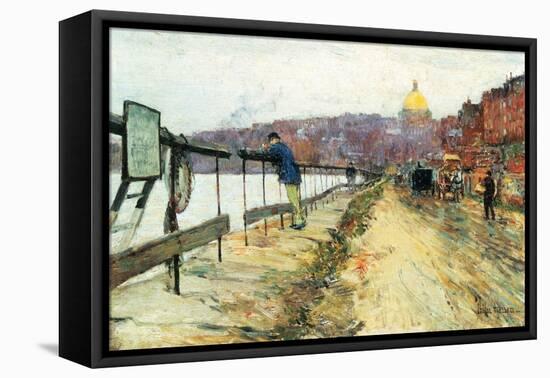 Charles River and Beacon Hill-Childe Hassam-Framed Stretched Canvas