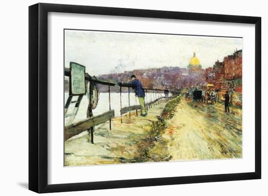 Charles River and Beacon Hill-Childe Hassam-Framed Art Print