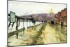 Charles River and Beacon Hill-Childe Hassam-Mounted Art Print