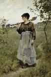 The Blue Umbrella. 1890-Charles Sprague Pearce-Framed Giclee Print