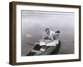 Charles Steinmetz German-American Mathematician Worked in His Canoe, Ca. 1900-null-Framed Photo