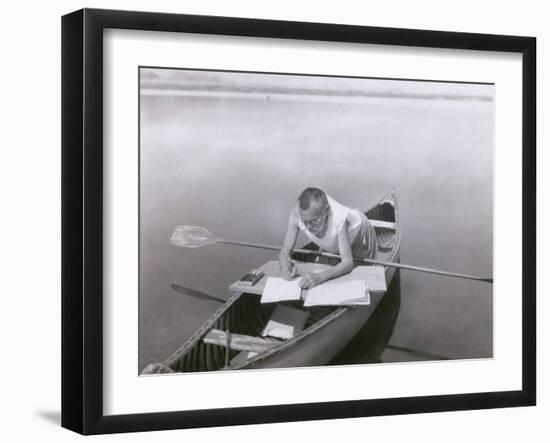 Charles Steinmetz German-American Mathematician Worked in His Canoe, Ca. 1900-null-Framed Photo