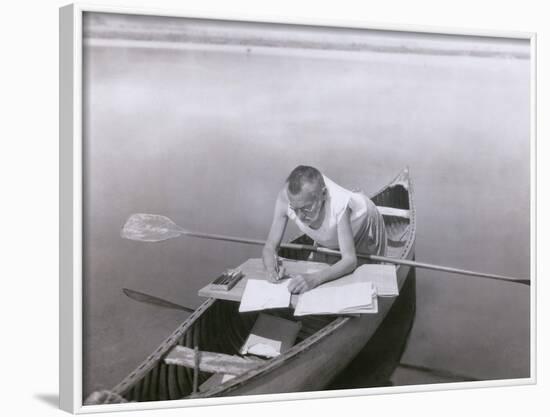 Charles Steinmetz German-American Mathematician Worked in His Canoe, Ca. 1900-null-Framed Photo