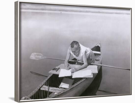 Charles Steinmetz German-American Mathematician Worked in His Canoe, Ca. 1900-null-Framed Photo