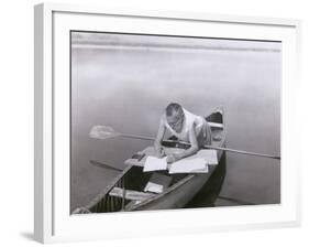 Charles Steinmetz German-American Mathematician Worked in His Canoe, Ca. 1900-null-Framed Photo