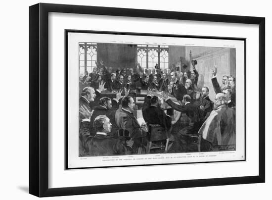 Charles Stewart Parnell is Re- Elected as Leader of the Irish Party in Committee Room 15-T. Walter-Framed Art Print