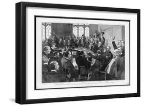 Charles Stewart Parnell is Re- Elected as Leader of the Irish Party in Committee Room 15-T. Walter-Framed Art Print