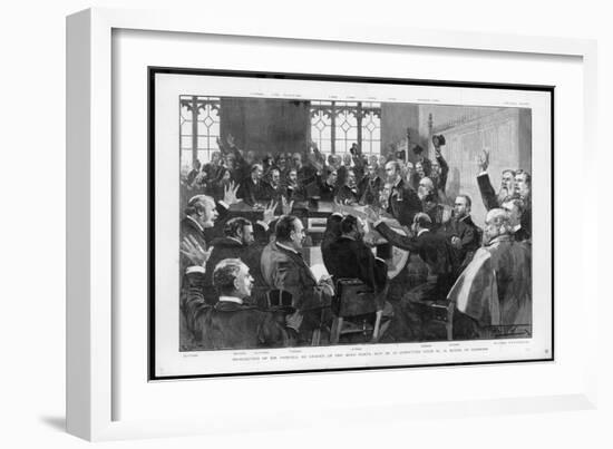 Charles Stewart Parnell is Re- Elected as Leader of the Irish Party in Committee Room 15-T. Walter-Framed Art Print