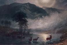 Deer in Highland Landscape by Charles Stuart-Charles Stuart-Framed Giclee Print