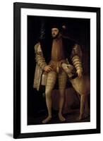 Charles V (1500-58) Holy Roman Emperor and King of Spain with His Dog, 1533-Titian (Tiziano Vecelli)-Framed Giclee Print