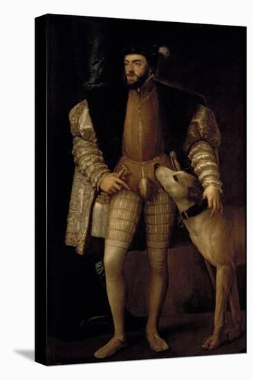 Charles V (1500-58) Holy Roman Emperor and King of Spain with His Dog, 1533-Titian (Tiziano Vecelli)-Stretched Canvas
