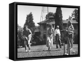 Charles V. Broadley Playing Croquet with His Family after Wife's Recovery from Blindness-null-Framed Stretched Canvas