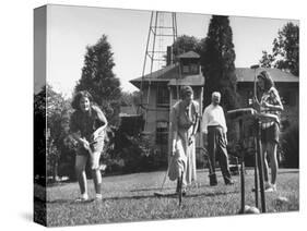 Charles V. Broadley Playing Croquet with His Family after Wife's Recovery from Blindness-null-Stretched Canvas