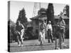 Charles V. Broadley Playing Croquet with His Family after Wife's Recovery from Blindness-null-Stretched Canvas