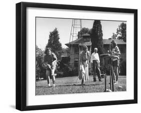 Charles V. Broadley Playing Croquet with His Family after Wife's Recovery from Blindness-null-Framed Photographic Print