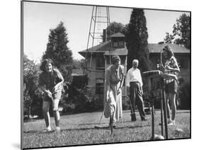 Charles V. Broadley Playing Croquet with His Family after Wife's Recovery from Blindness-null-Mounted Photographic Print